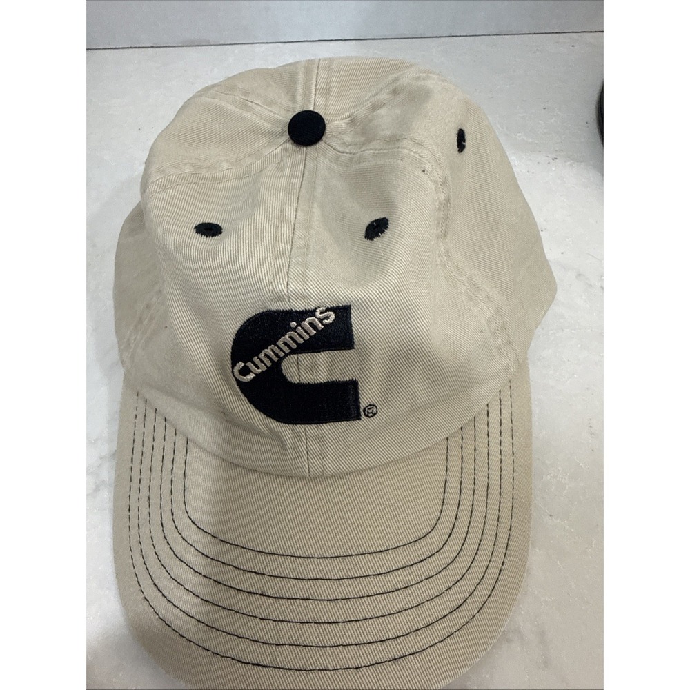 Cummins Slideback Hat Beige One‎ Size Adjustable Embroidered Vent Holes
